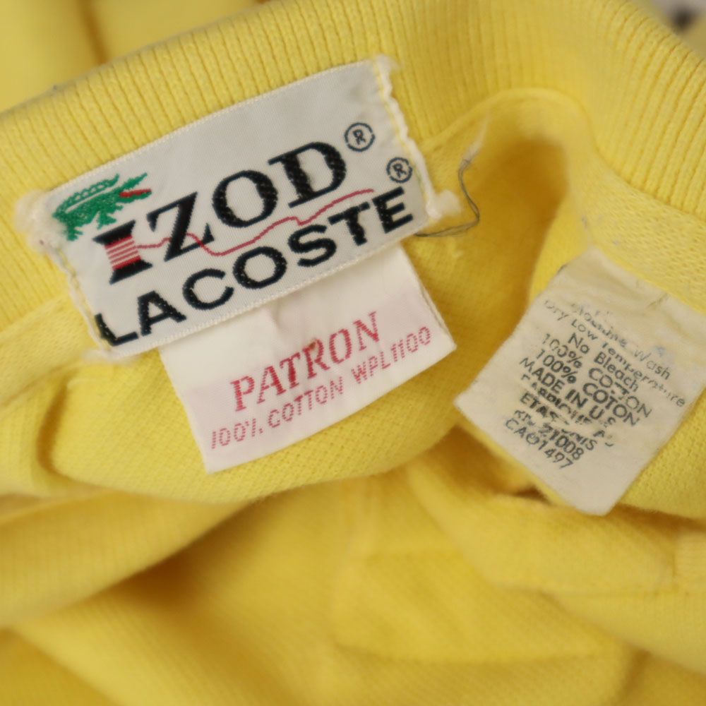 IZOD LACOSTE アイゾッドラコステ 70s USA製 糸巻きタグ ヴィンテージ 半袖 ポロシャツ イエロー 鹿の子地 メンズ