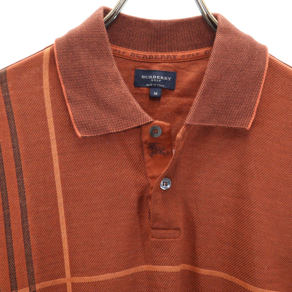 BURBERRY GOLF バーバリーゴルフ イタリア製 半袖 ポロシャツ M ブラウン 鹿の子 メンズ