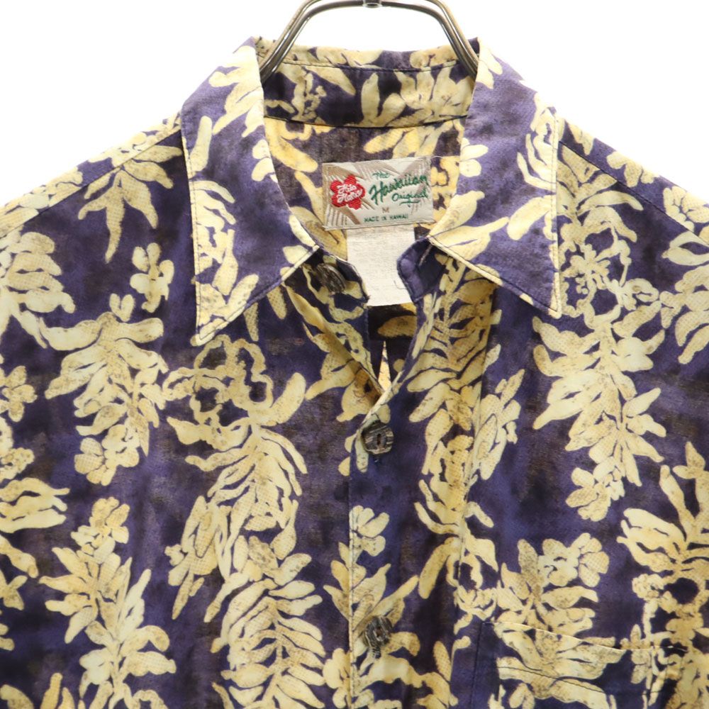 The Hawaiian Original ハワイアンオリジナル 80s 90s ハワイ製 オールド 総柄 半袖 シャツ M イエロー系 メンズ