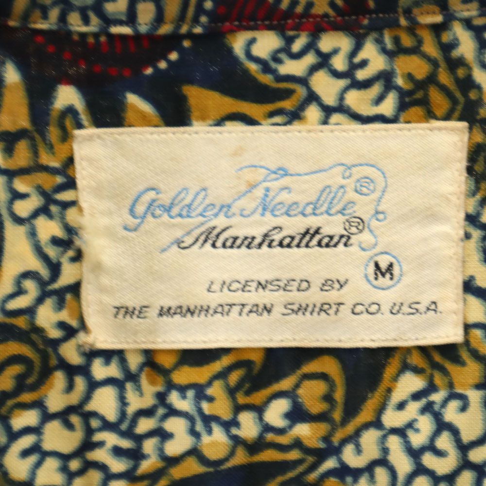Golden Needle Manhattan ゴールデンニードル 60s ヴィンテージ 総柄 半袖 オープンカラーシャツ M ブラウン系 メンズ