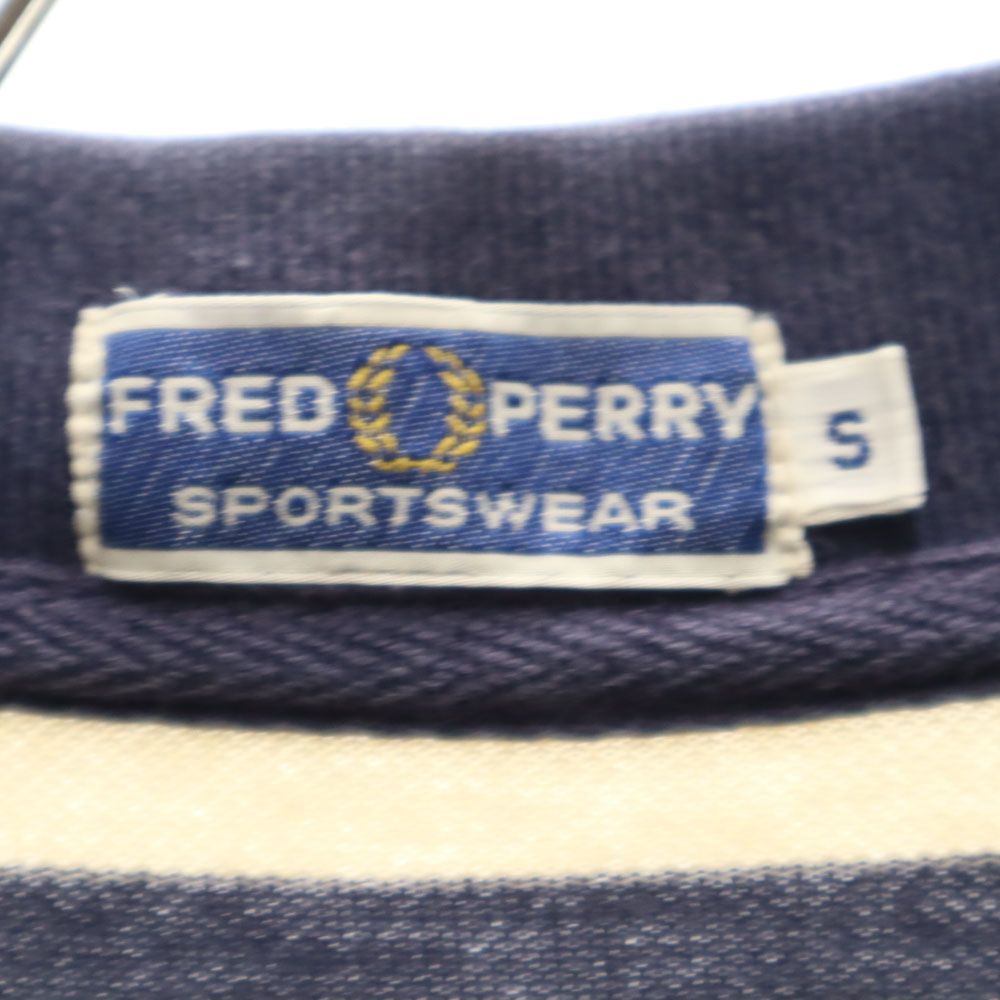フレッドペリー ボーダー 半袖 ポロシャツ S ネイビー FRED PERRY 鹿の子 メンズ