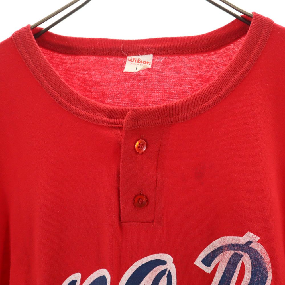 wilson ウィルソン 70s USA製 ヴィンテージ 半袖 ヘンリーネック Tシャツ L レッド系 メンズ