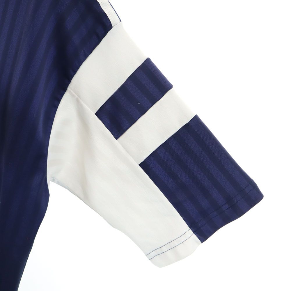 アディダス 80s 90s USA製 オールド ストライプ柄 半袖 Vネック Tシャツ L ネイビー adidas メンズ