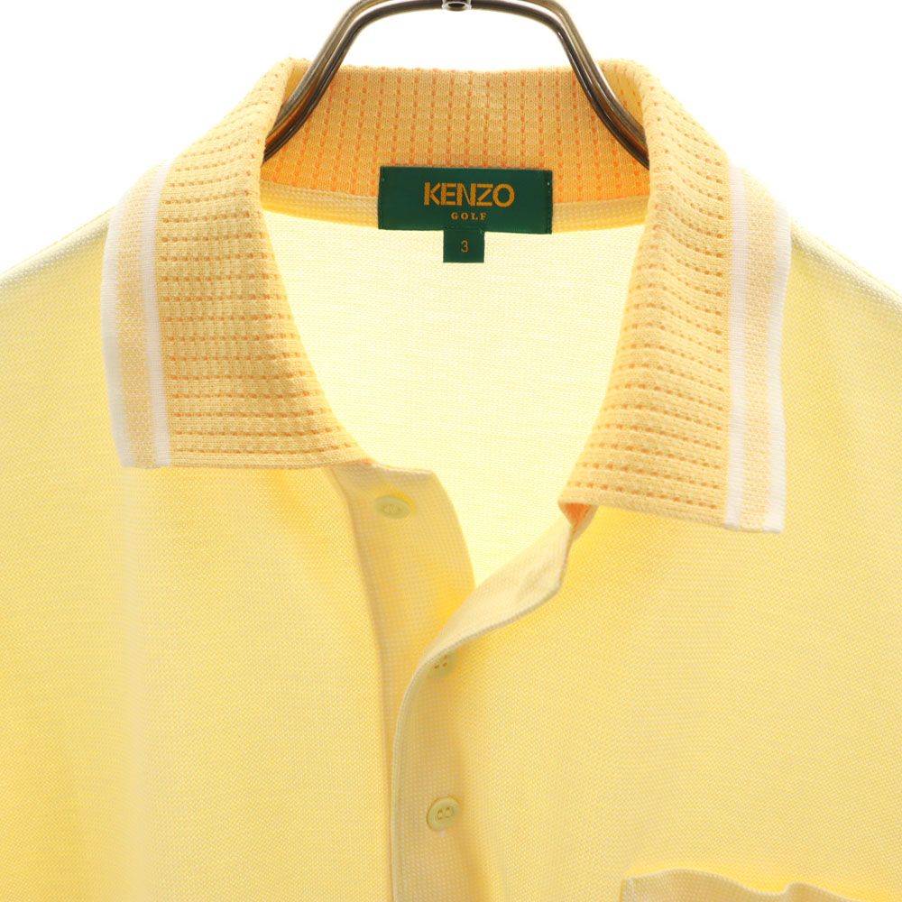 KENZO GOLF ケンゾーゴルフ 90s 日本製 オールド ゴルフ 半袖 ポロシャツ 3 イエロー 鹿の子 メンズ