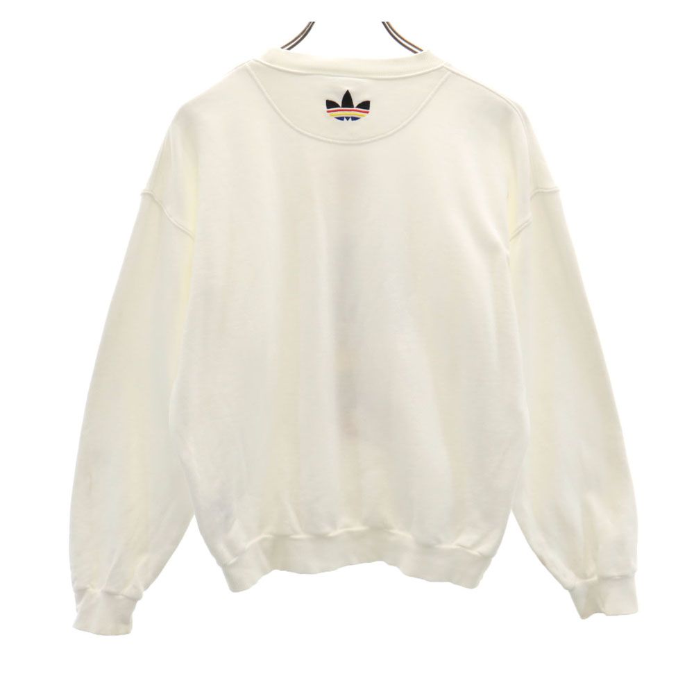 adidas アディダス 80s デサント製 ヴィンテージ 長袖 スウェット トレーナー M ホワイト メンズ