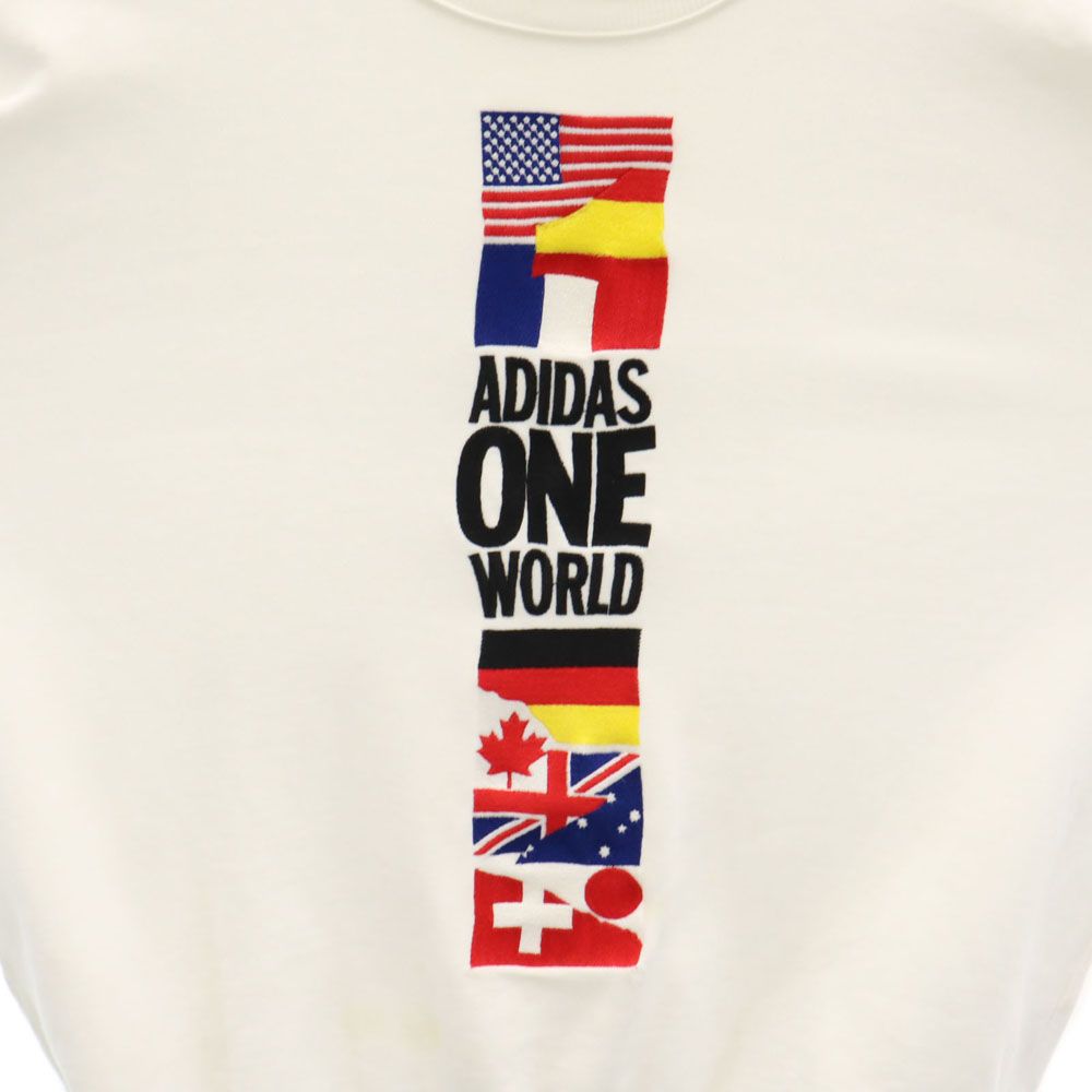 adidas アディダス 80s デサント製 ヴィンテージ 長袖 スウェット トレーナー M ホワイト メンズ