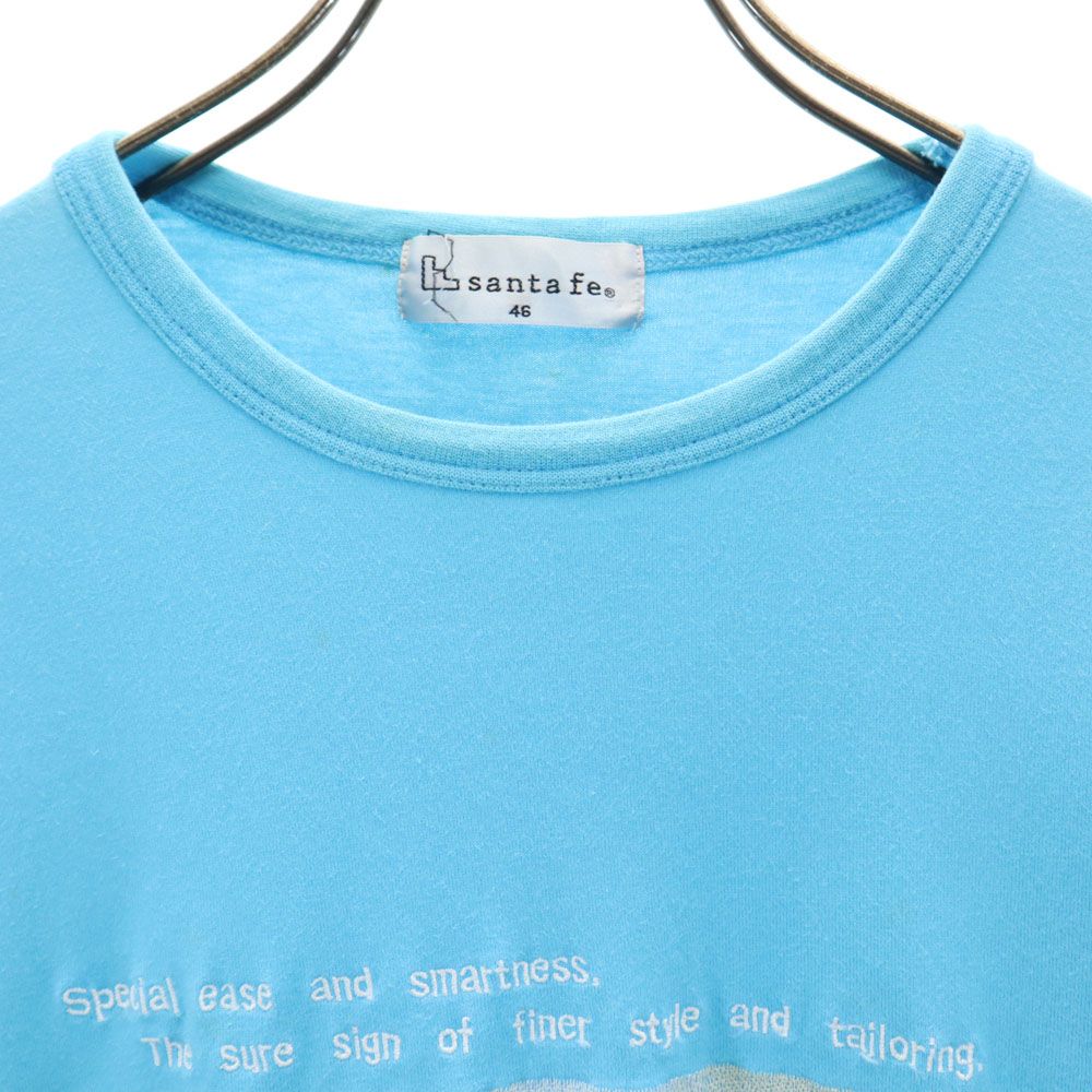 santa fe サンタフェ プリント 半袖 Tシャツ 46 ブルー メンズ