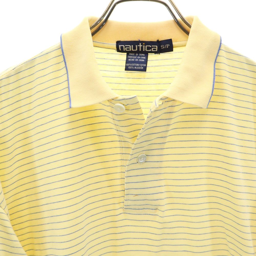 NAUTICA ノーティカ 90s オールド ボーダー 半袖 ポロシャツ S イエロー系 メンズ