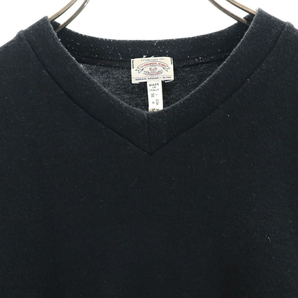 ARMANI JEANS アルマーニジーンズ イタリア製 半袖 Vネック Tシャツ 4 ブラック メンズ