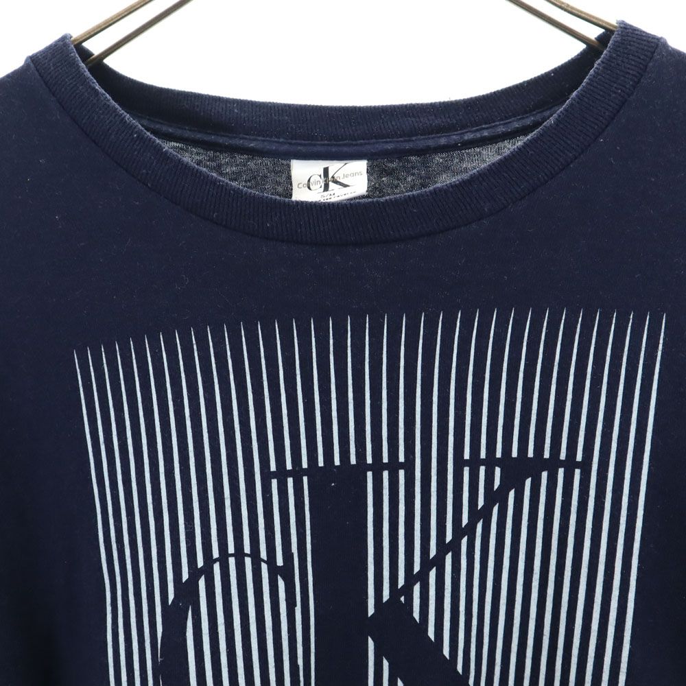 Calvin klein Jeans カルバンクラインジーンズ 90s USA製 オールド プリント 半袖 Tシャツ M ネイビー メンズ