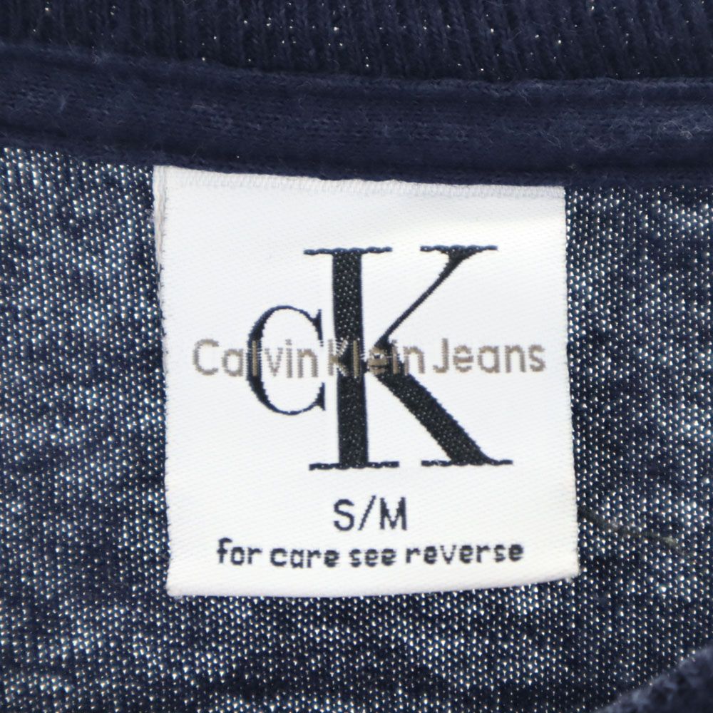 Calvin klein Jeans カルバンクラインジーンズ 90s USA製 オールド プリント 半袖 Tシャツ M ネイビー メンズ