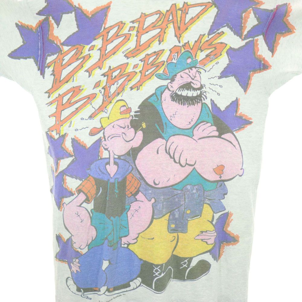 POPEYE ポパイ 90s USA製 オールド フルーツオブザルーム プリント 半袖 Tシャツ L グレー メンズ