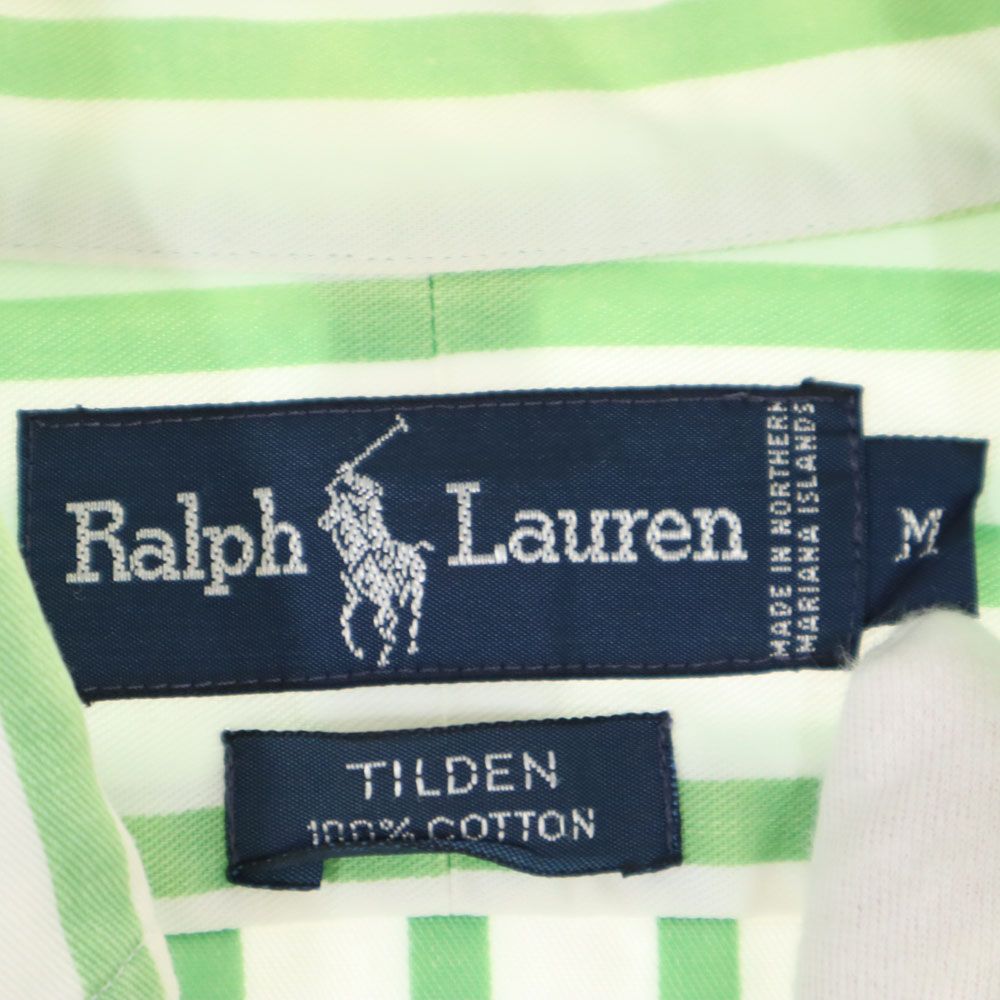 ラルフローレン ストライプ 半袖 ボタンダウンシャツ M ホワイト系 RALPH LAUREN メンズ