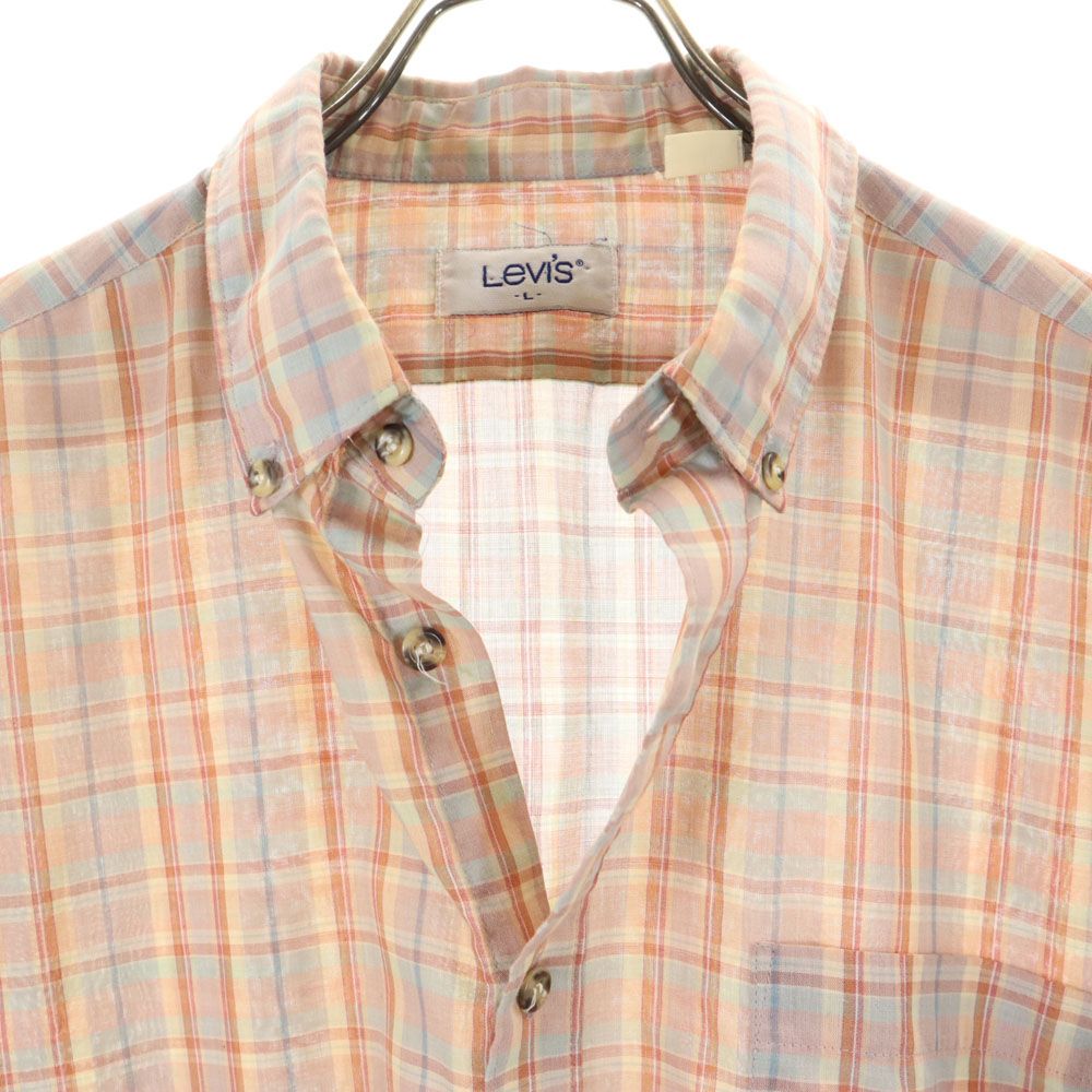 Levi's リーバイス 80s ヴィンテージ チェック 長袖 ボタンダウンシャツ L レッド系 メンズ