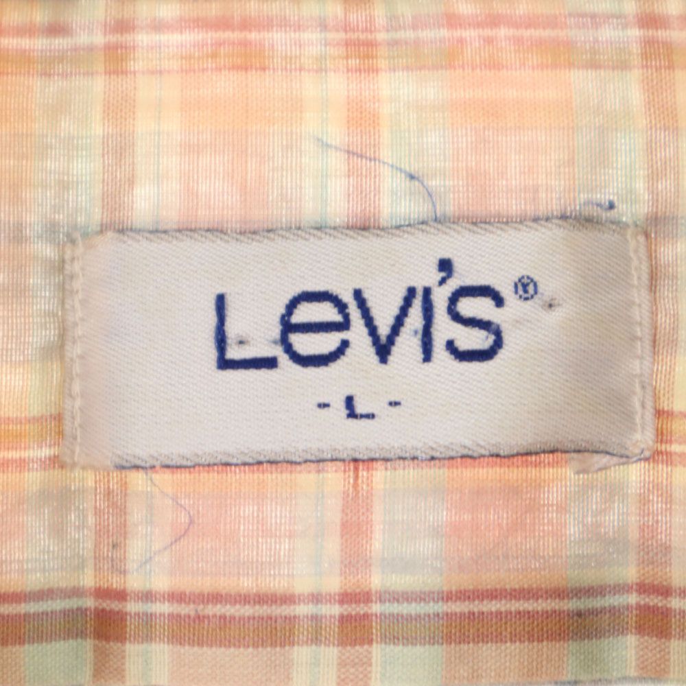 Levi's リーバイス 80s ヴィンテージ チェック 長袖 ボタンダウンシャツ L レッド系 メンズ
