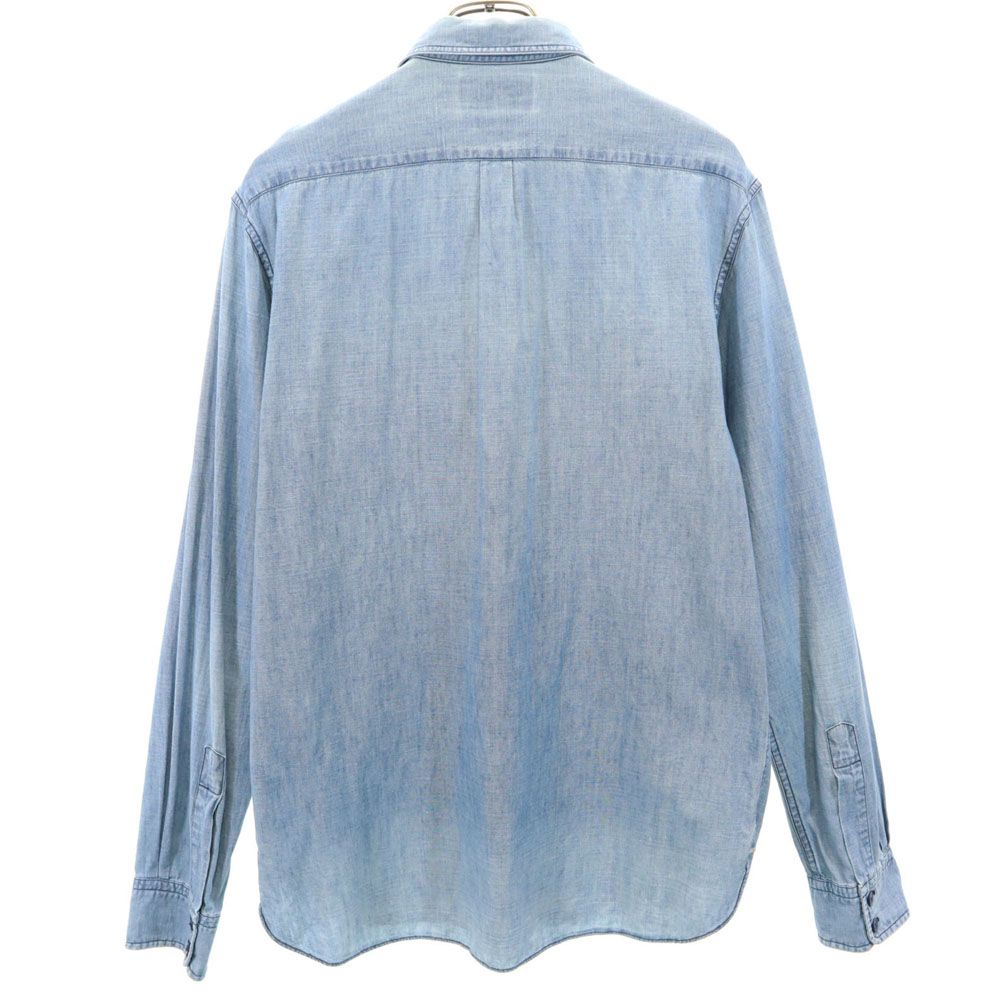 ダブルアールエル 長袖 シャンブレー ミリタリーシャツ S ウォッシュブルー RRL Ralph Lauren ラルフローレン メンズ