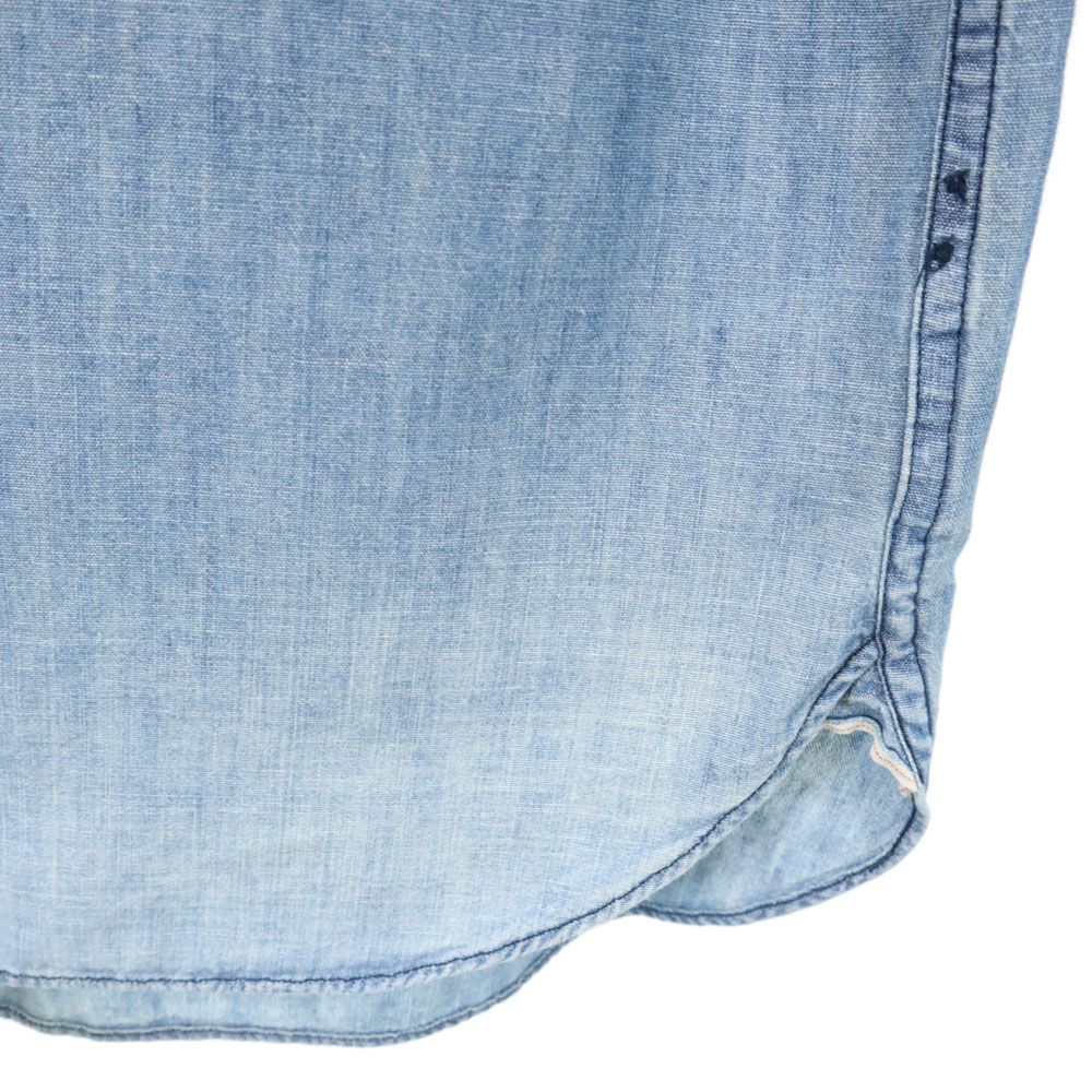 ダブルアールエル 長袖 シャンブレー ミリタリーシャツ S ウォッシュブルー RRL Ralph Lauren ラルフローレン メンズ