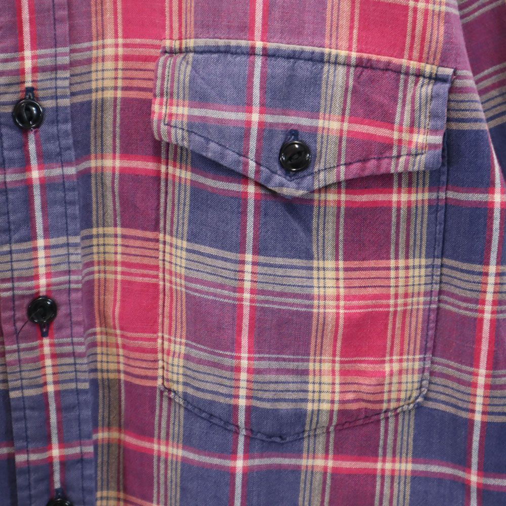 RRL ダブルアールエル 90s オールド 赤3星 初期タグ 長袖 チェックシャツ L マゼンタ 他 Ralph Lauren ラルフローレン メンズ