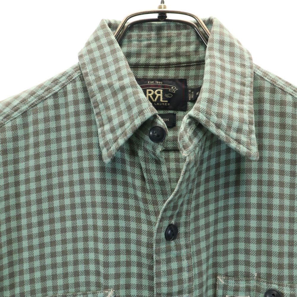 RRL ダブルアールエル 長袖 チェックシャツ XS グリーン系 Ralph Lauren ラルフローレン メンズ