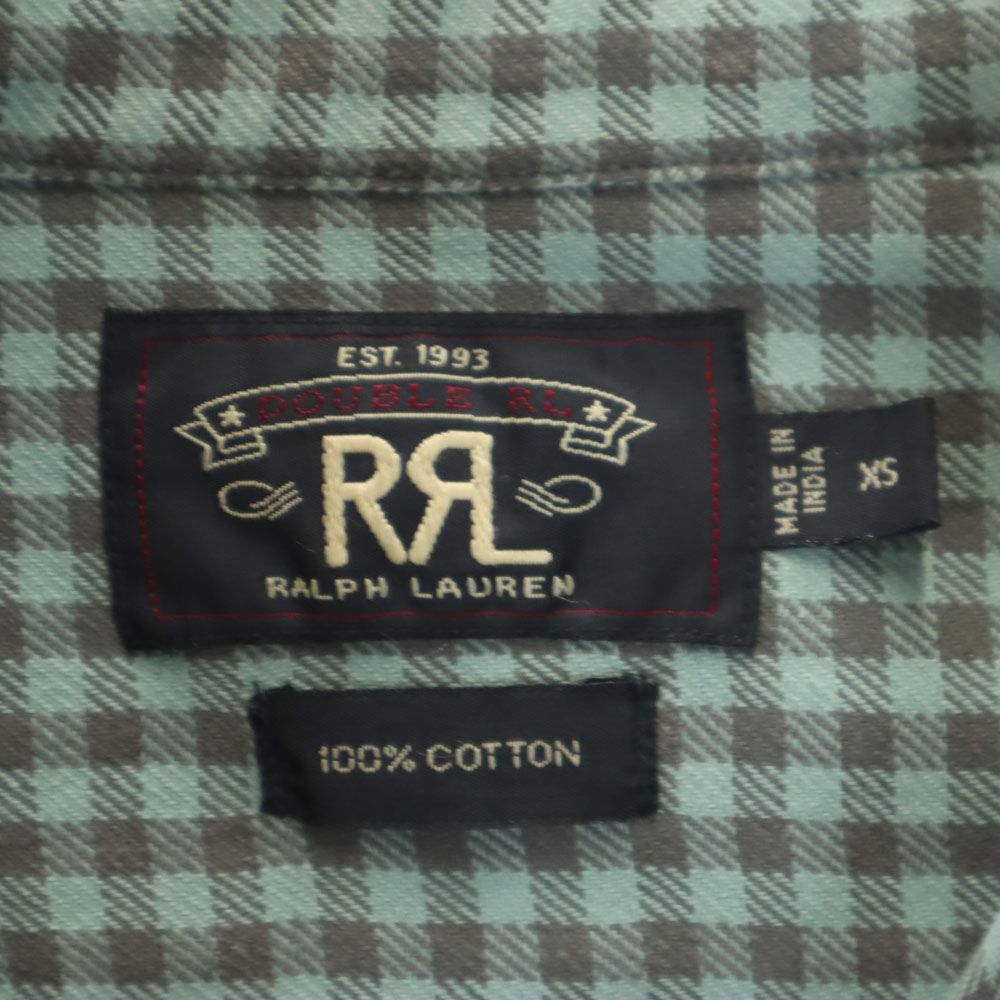 RRL ダブルアールエル 長袖 チェックシャツ XS グリーン系 Ralph Lauren ラルフローレン メンズ