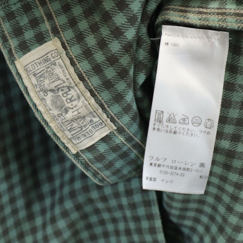 RRL ダブルアールエル 長袖 チェックシャツ XS グリーン系 Ralph Lauren ラルフローレン メンズ