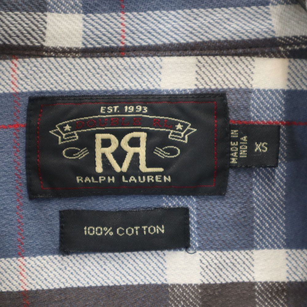 ダブルアールエル チェック柄 長袖 ネルシャツ XS ネイビー 他 RRL Ralph Lauren ラルフローレン メンズ