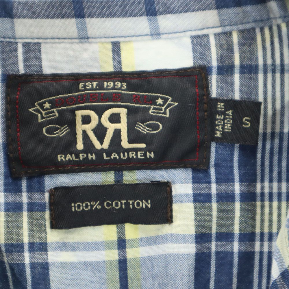 RRL ダブルアールエル チェック柄 長袖 ウエスタンヨーク ボタンダウンシャツ S ネイビー 他 Ralph Lauren ラルフローレン メンズ