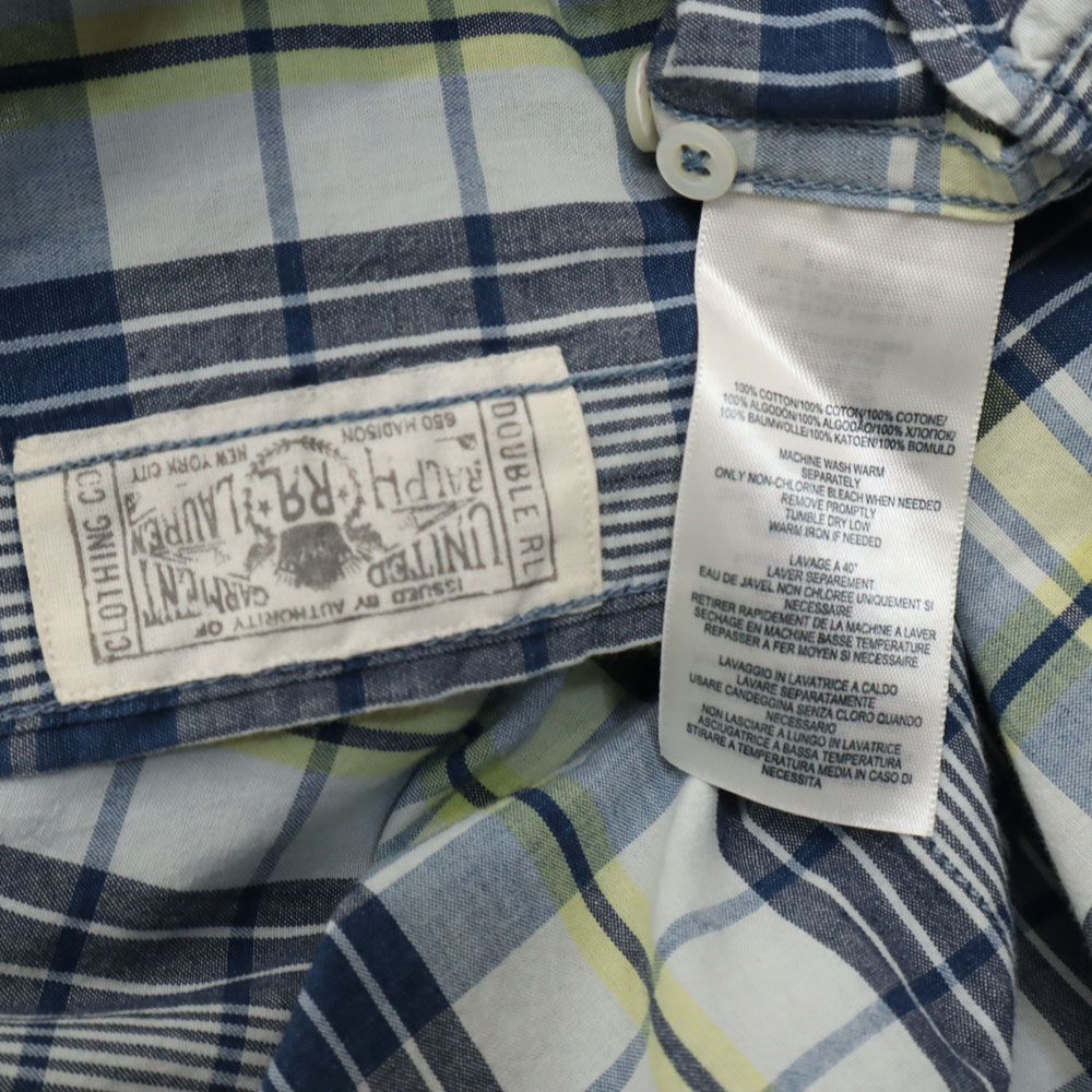 RRL ダブルアールエル チェック柄 長袖 ウエスタンヨーク ボタンダウンシャツ S ネイビー 他 Ralph Lauren ラルフローレン メンズ