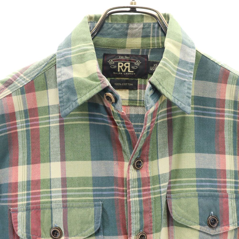ダブルアールエル 長袖 チェックシャツ XS グリーン 他 RRL Ralph Lauren ラルフローレン メンズ