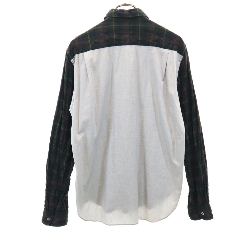 コムデギャルソンオム 2011年 日本製 長袖 シワ加工 チェックシャツ M ブラウン 他 COMME des GARCONS HOMME メンズ