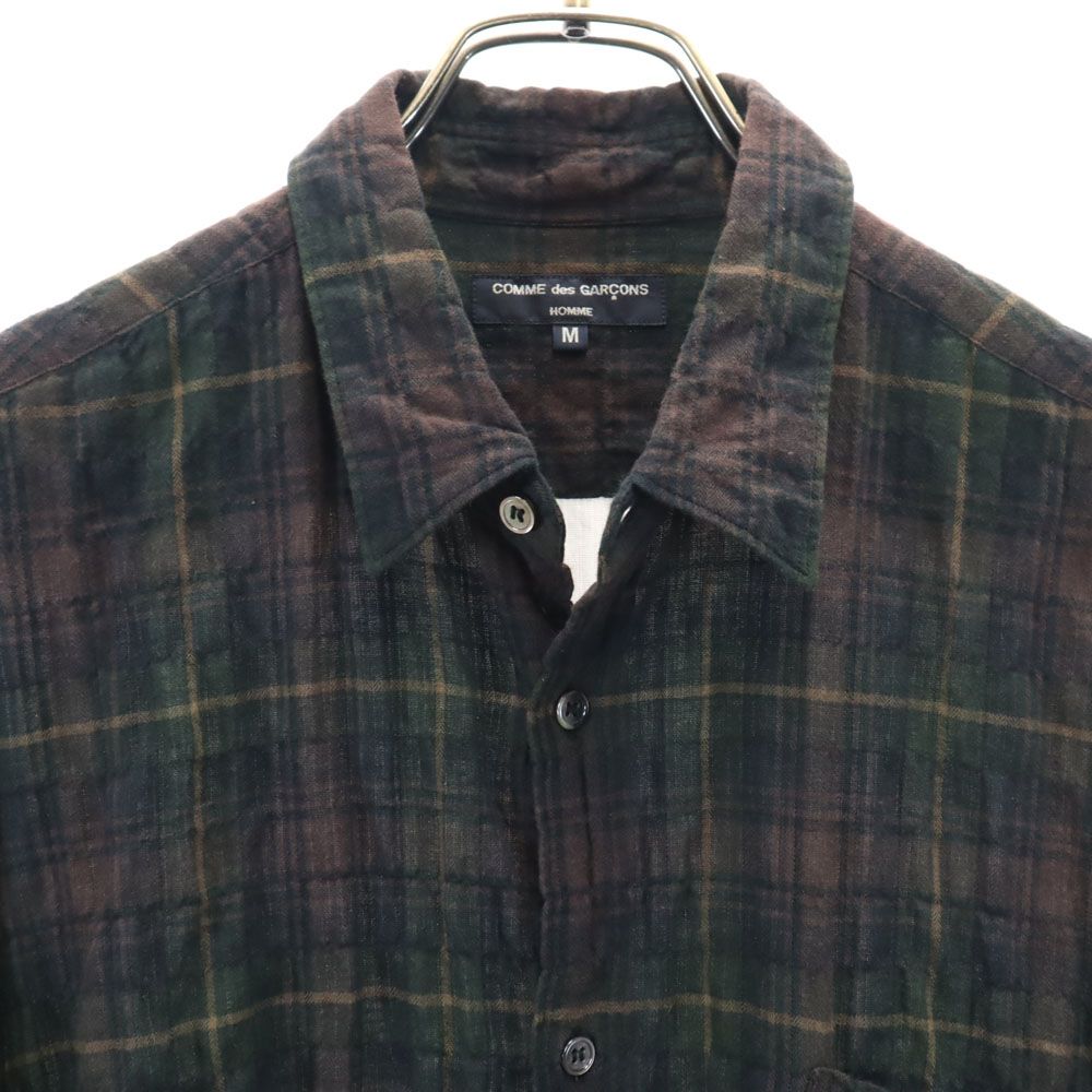 コムデギャルソンオム 2011年 日本製 長袖 シワ加工 チェックシャツ M ブラウン 他 COMME des GARCONS HOMME メンズ