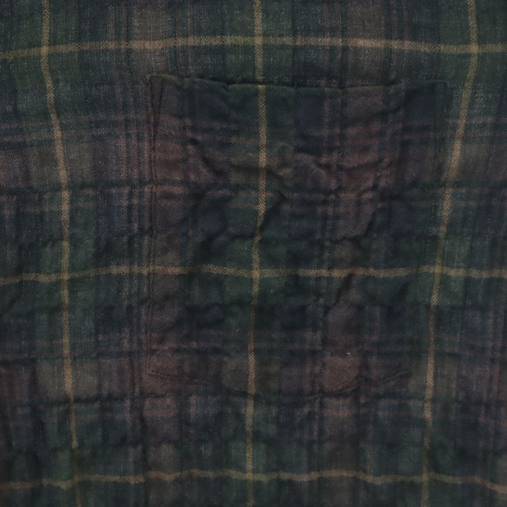 コムデギャルソンオム 2011年 日本製 長袖 シワ加工 チェックシャツ M ブラウン 他 COMME des GARCONS HOMME メンズ