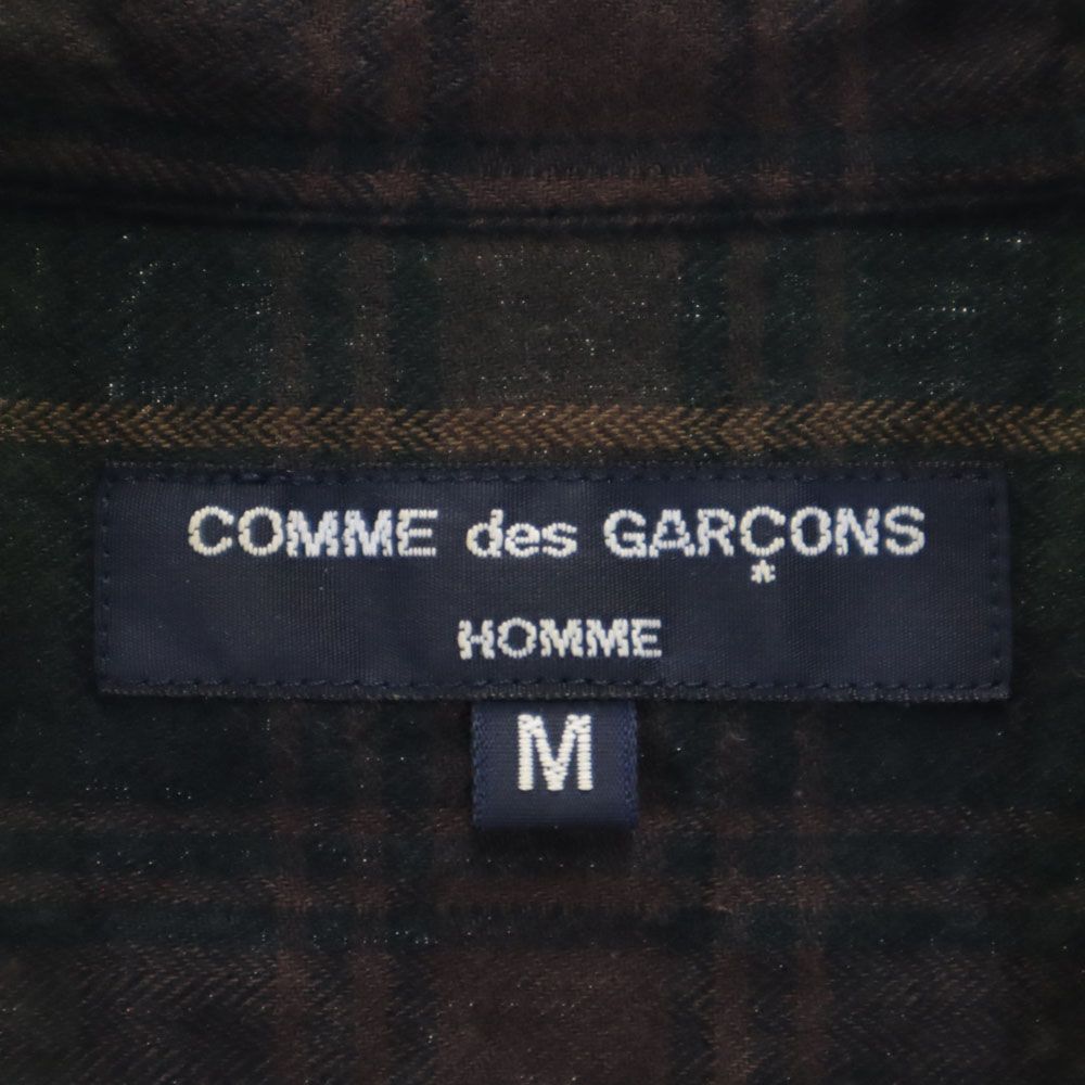 コムデギャルソンオム 2011年 日本製 長袖 シワ加工 チェックシャツ M ブラウン 他 COMME des GARCONS HOMME メンズ