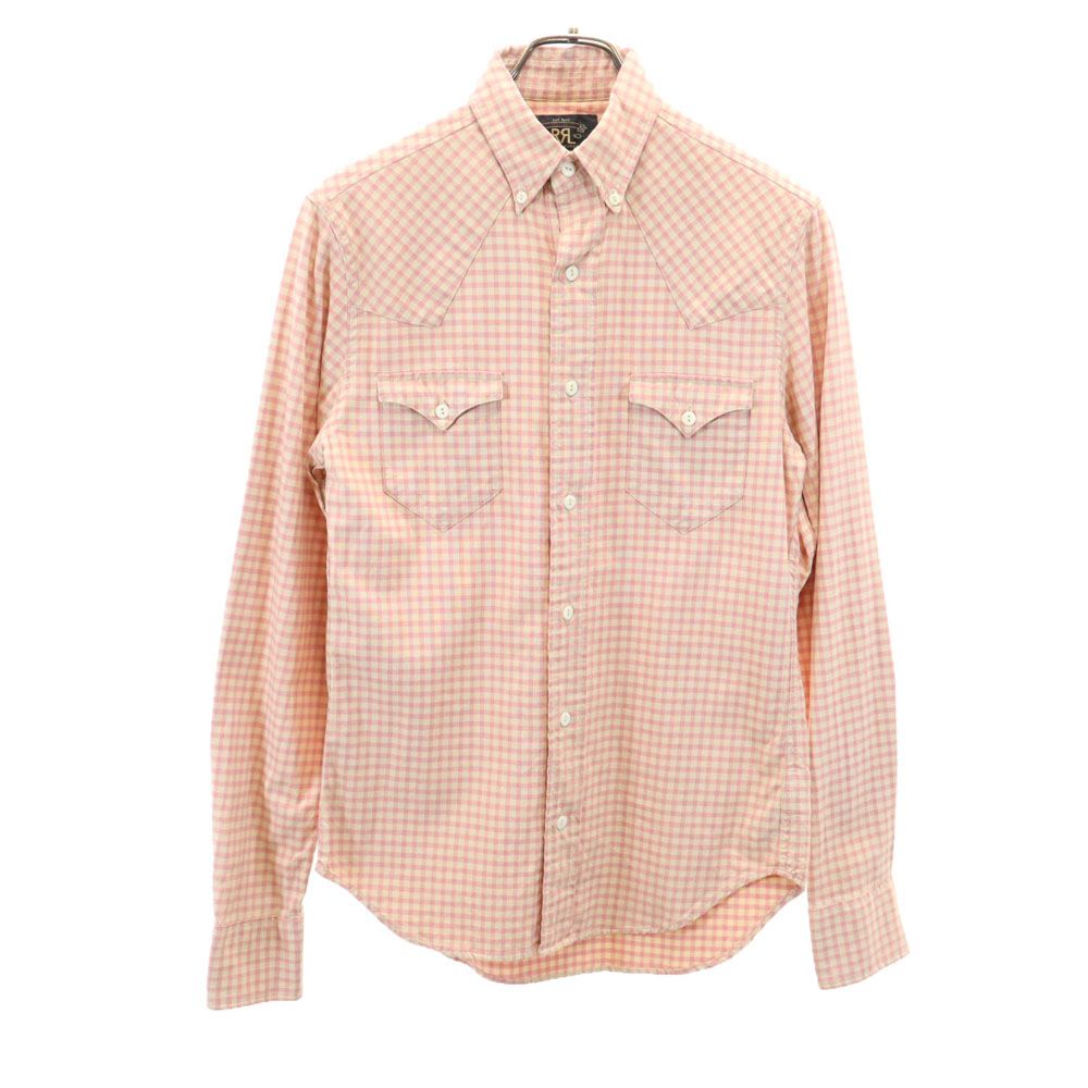 RRL ダブルアールエル チェック柄 長袖 ウエスタンヨーク ボタンダウンシャツ XS ピンク系 メンズ