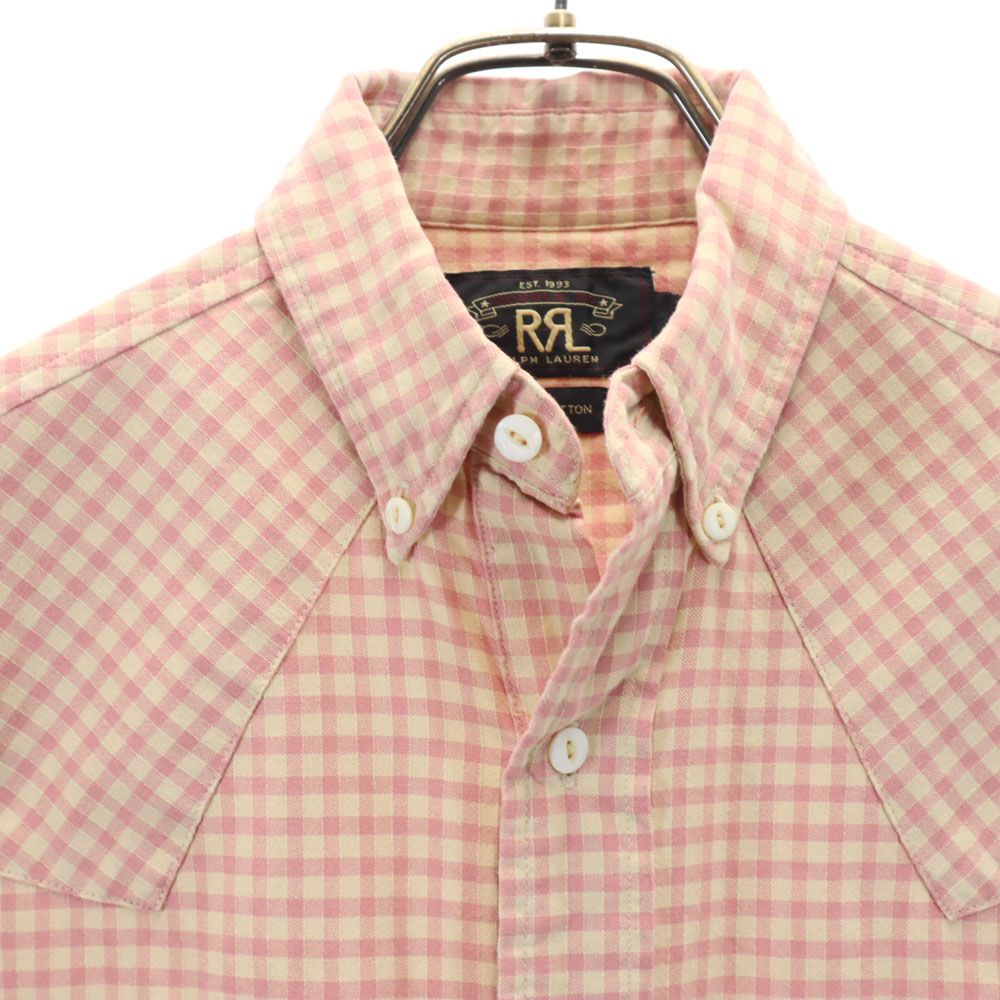 RRL ダブルアールエル チェック柄 長袖 ウエスタンヨーク ボタンダウンシャツ XS ピンク系 メンズ
