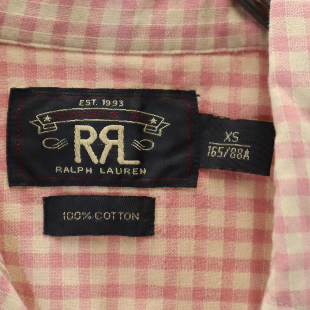 RRL ダブルアールエル チェック柄 長袖 ウエスタンヨーク ボタンダウンシャツ XS ピンク系 メンズ