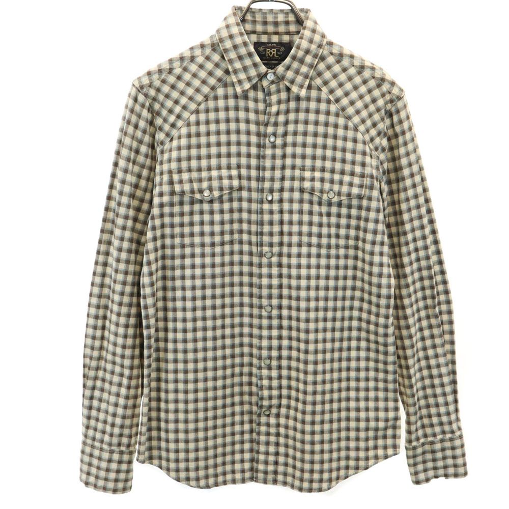 RRL ダブルアールエル チェック柄 長袖 ウエスタンシャツ S ベージュ系 メンズ