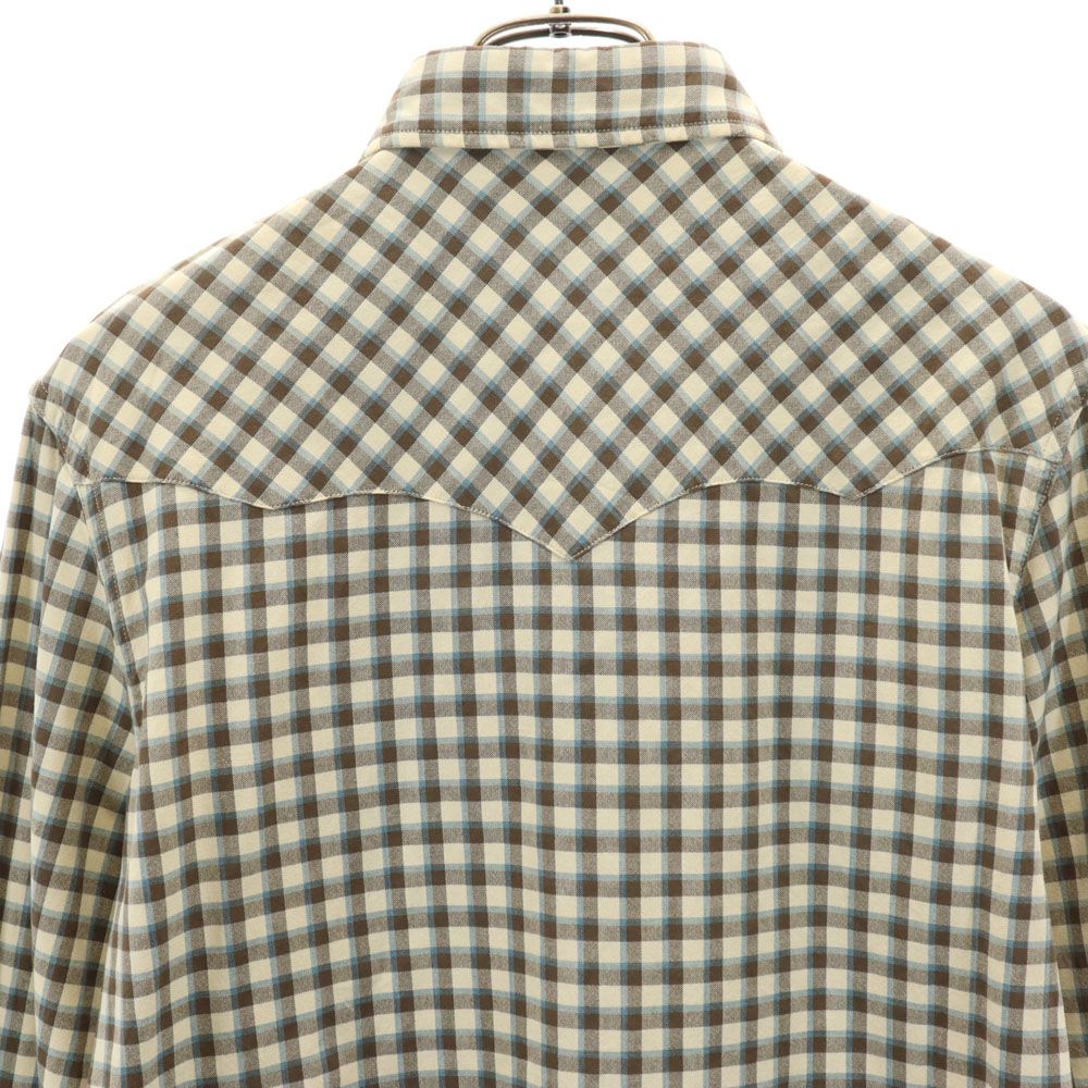 RRL ダブルアールエル チェック柄 長袖 ウエスタンシャツ S ベージュ系 メンズ