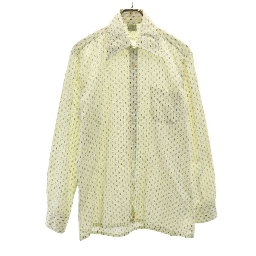 BUGELFREI 70s ユーロ ヴィンテージ 総柄 長袖 シャツ 40 ベージュ メンズ