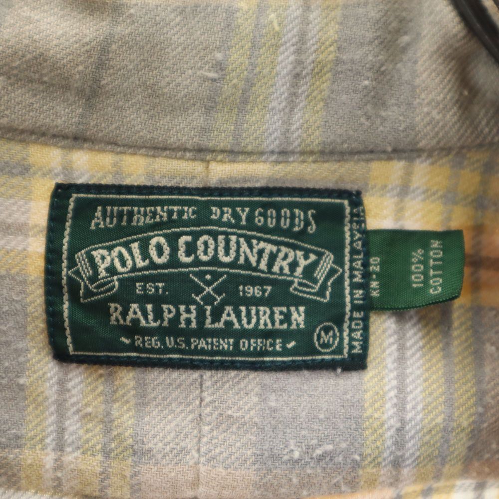 ポロカントリー 80s 90s ラルフ 初期タグ チェック 長袖 ボタンダウンシャツ M ベージュ系 POLO COUNTRY RALPH LAUREN メンズ