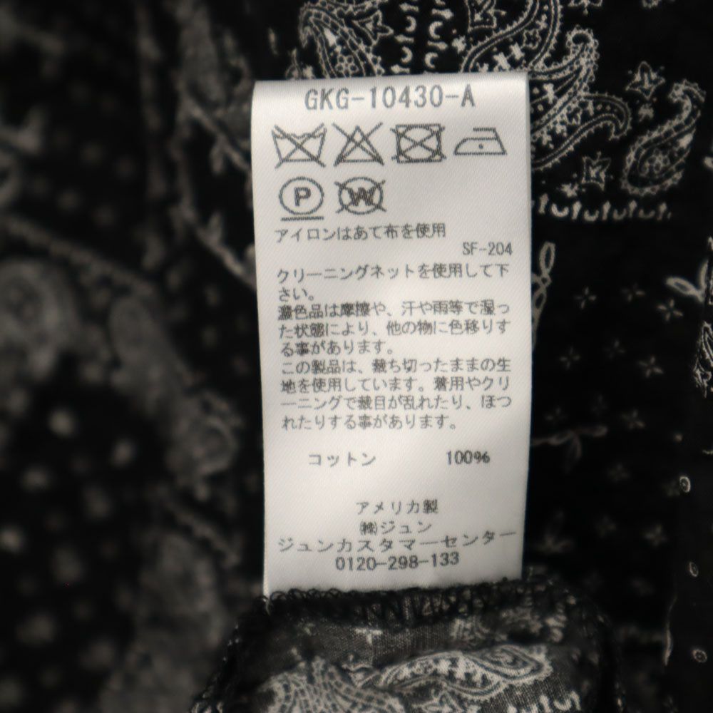 未使用 GREG LAUREN グレッグローレン USA製 ペイズリー柄 長袖 オープンカラーシャツ M ブラック メンズ