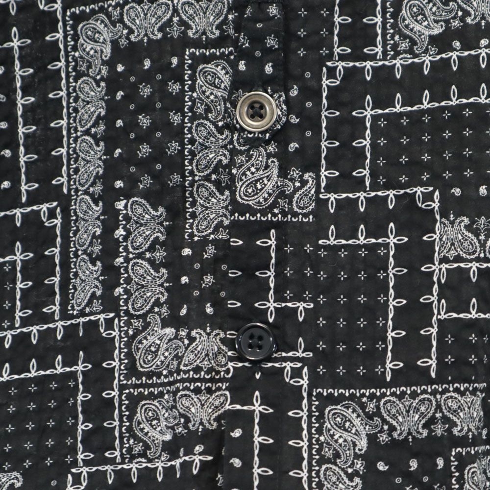 未使用 GREG LAUREN グレッグローレン USA製 ペイズリー柄 長袖 オープンカラーシャツ M ブラック メンズ