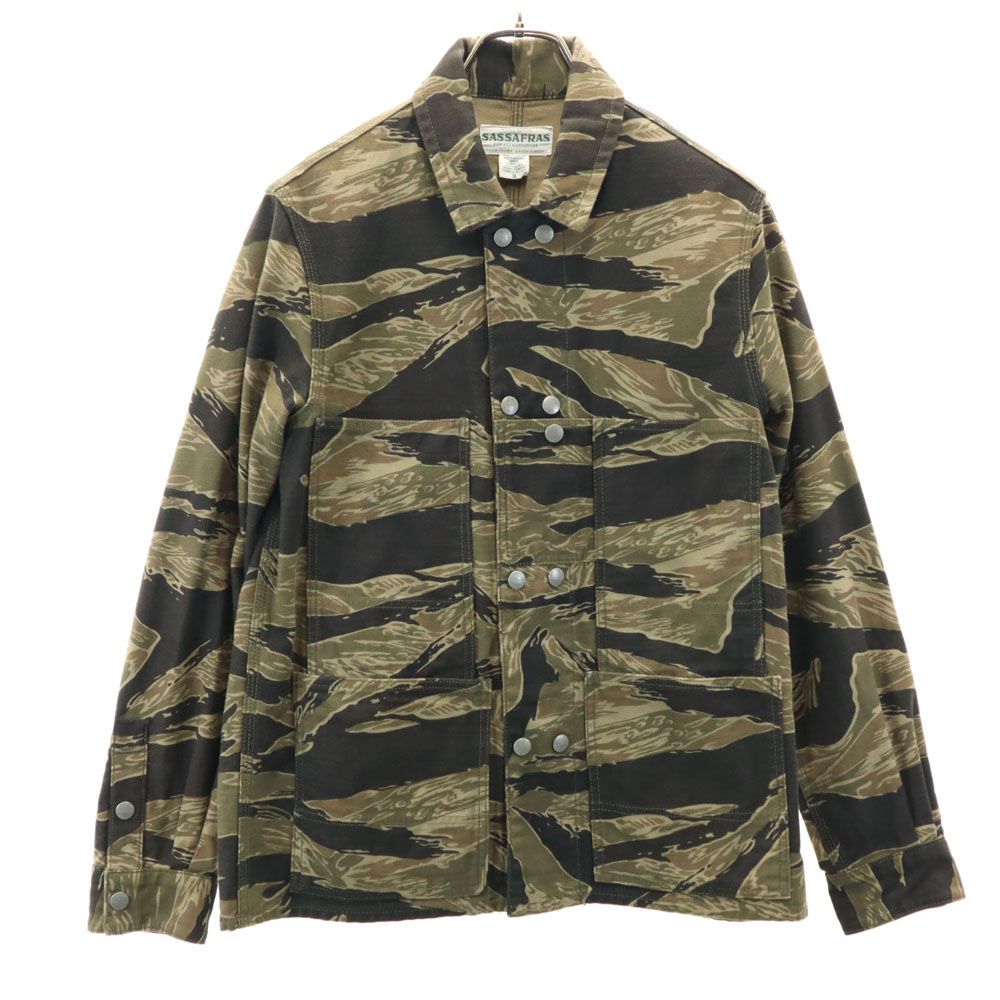 SASAFRAS ササフラス 日本製 カモフラ柄 カバーオール S カーキ系 ミリタリー メンズ