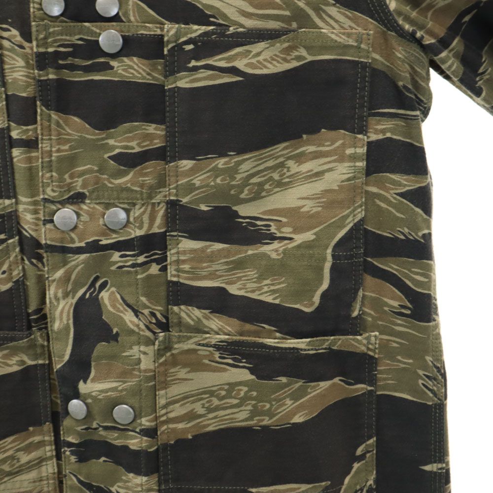 SASAFRAS ササフラス 日本製 カモフラ柄 カバーオール S カーキ系 ミリタリー メンズ