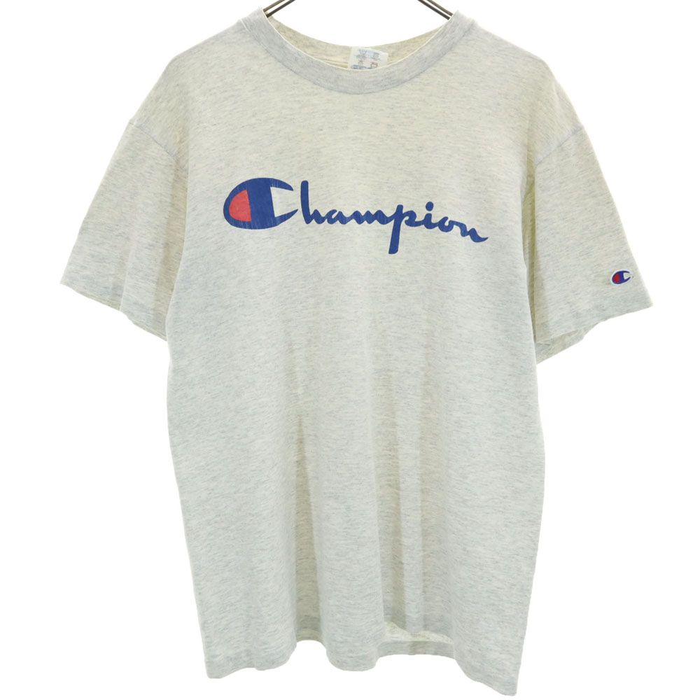 Champion チャンピオン 90s USA製 オールド プリント 半袖 Tシャツ M グレー メンズ