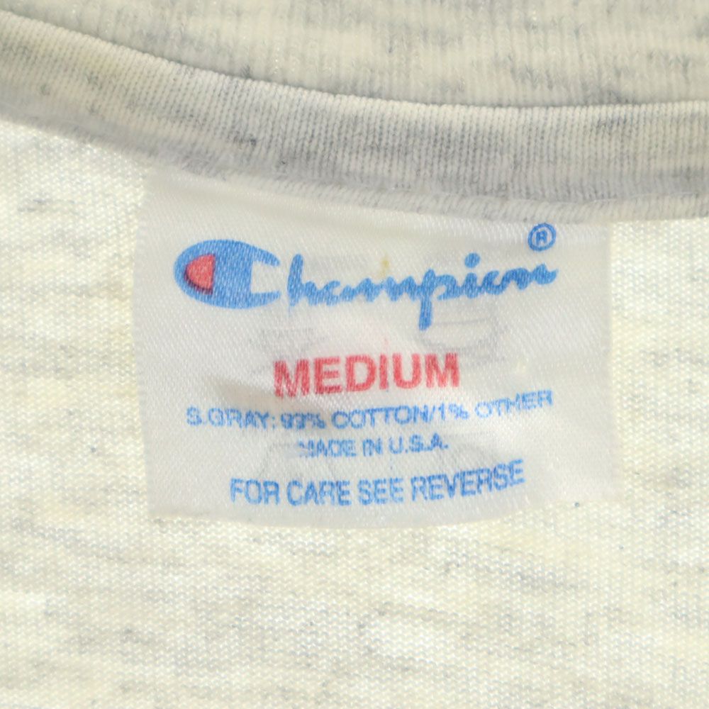 Champion チャンピオン 90s USA製 オールド プリント 半袖 Tシャツ M グレー メンズ