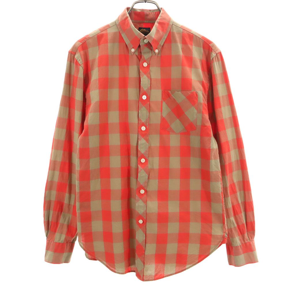 エルエルビーン アウトドア チェック 長袖 ボタンダウンシャツ S レッド系 L.L.Bean メンズ