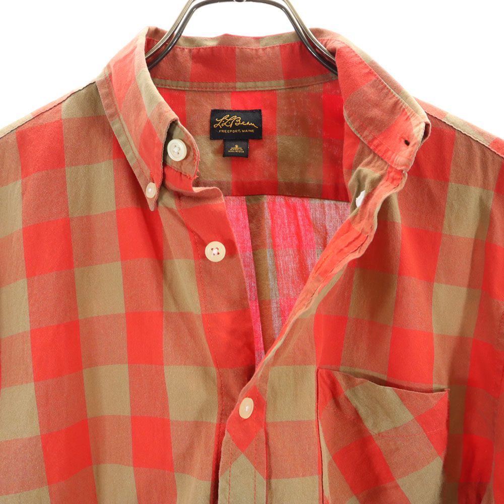 エルエルビーン アウトドア チェック 長袖 ボタンダウンシャツ S レッド系 L.L.Bean メンズ