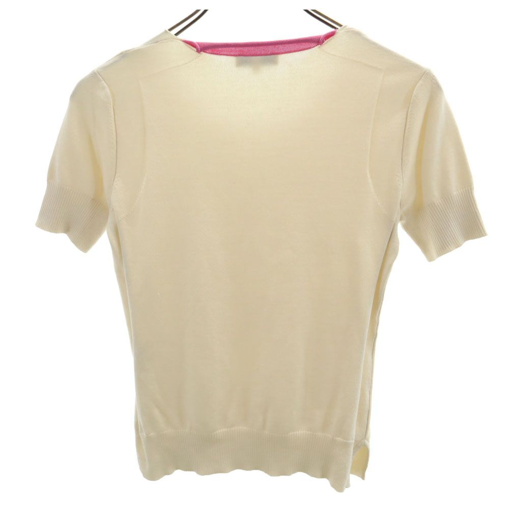 ETRO エトロ シルクブレンド 半袖 セーター 42 アイボリー×ピンク Milano ニット レディース