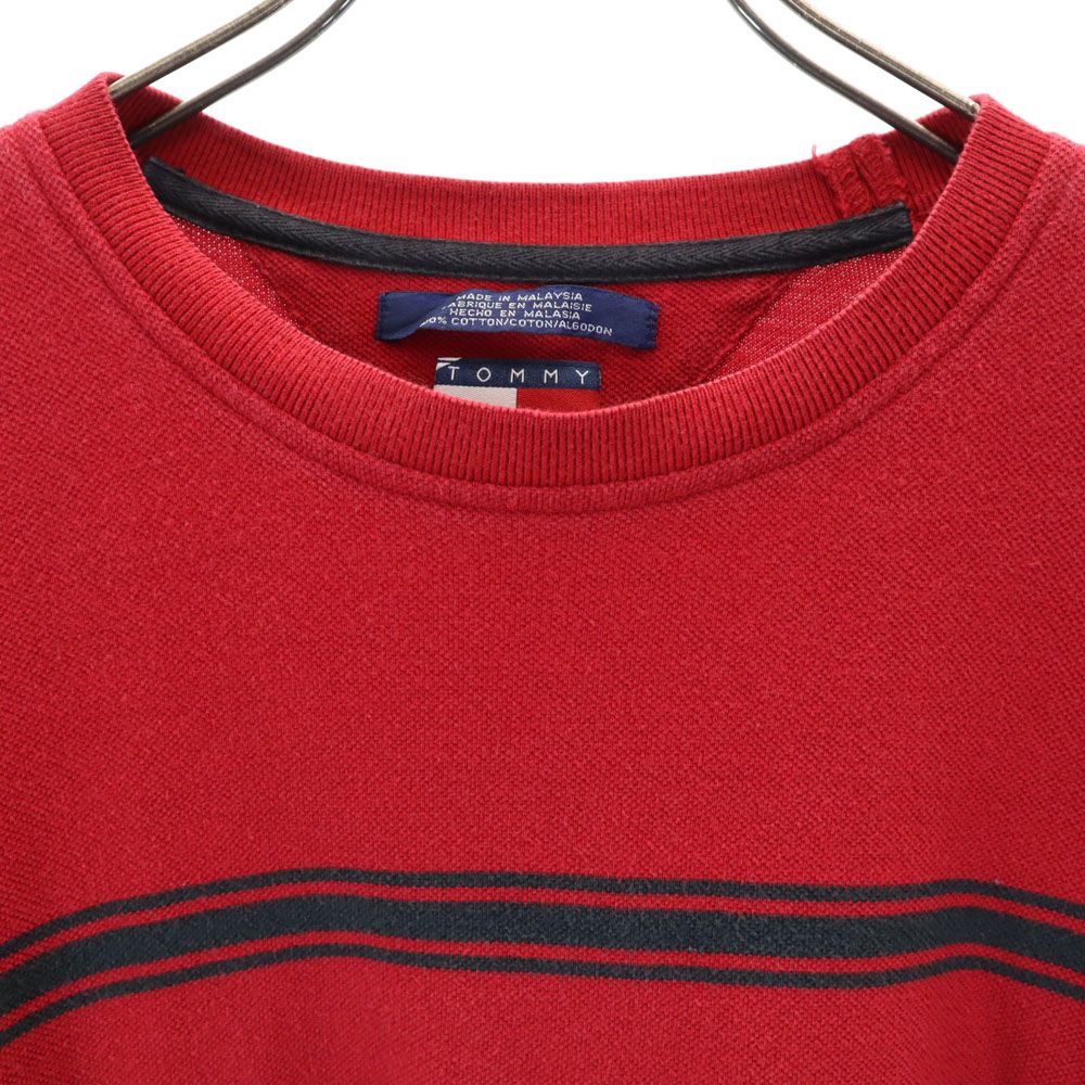 TOMMY HILFIGER トミーヒルフィガー 90s オールド フラッグタグ 長袖 カットソー レッド 鹿の子 メンズ